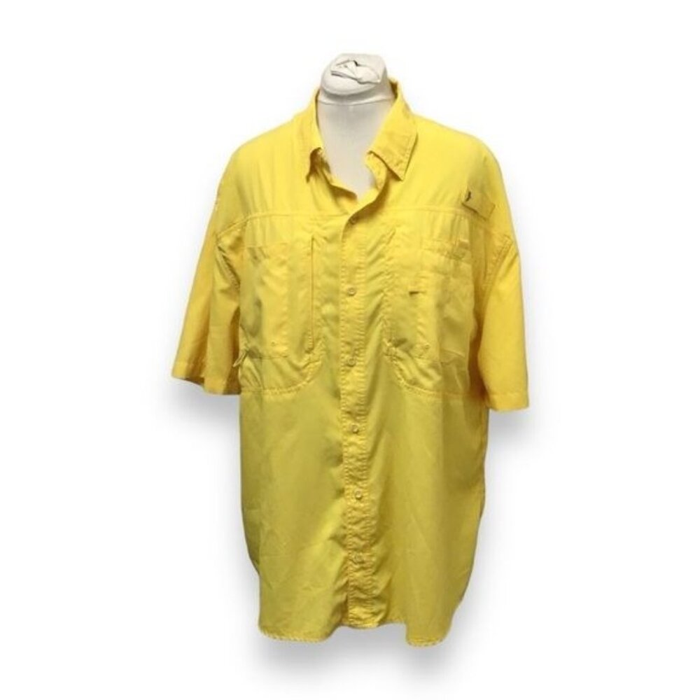 Reel Legends Mens XXL Yellow Short Sleeve Performance Fishing Shirt